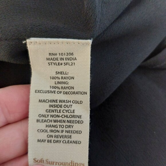 SOFT SURROUNDINGS Maxi Dress 22W Velvet Trim Boho Chic V Neck Lined "Epiphany" - Picture 11 of 14